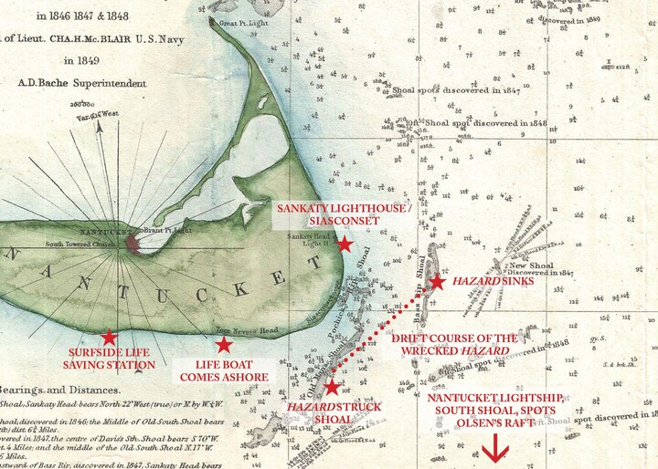 Annotated Map Wreck Of The Hazard