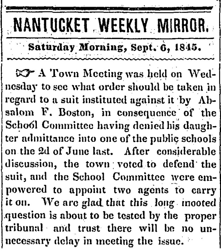 Nantucket Weekly Mirror 1845